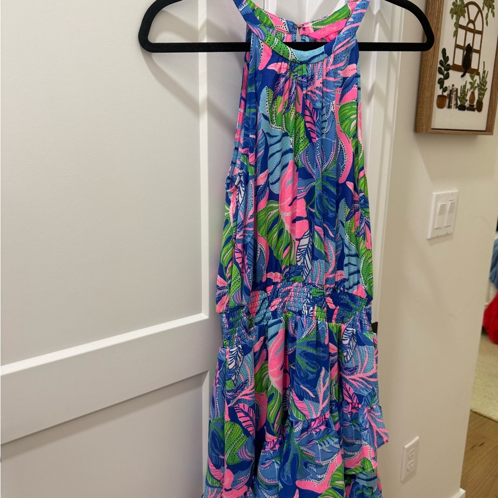 Lilly Pulitzer Pamelyn Dress Blue Grotto Beleaf in Yourself - Picture 3 of 9